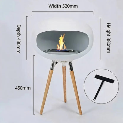 Freestanding Bioethanol Fireplace - Oval Sphere Design Smokeless Real Flame Ethanol Fire Pit for Indoor Outdoor Decor