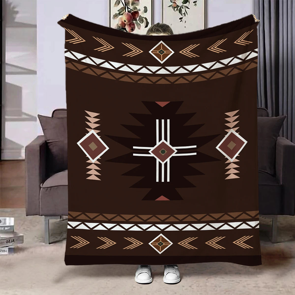 Flannel Throw Blanket Ethnic Patterns Print Blanket Super Soft Cozy Sofa Nap Blanket Home Blanket Perfect Home Gift for Her