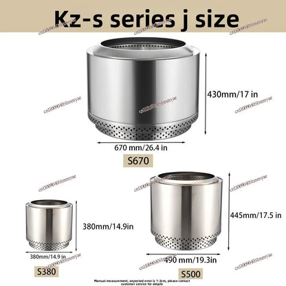 Upgraded Large Capacity Smokeless Fire Pit, Stainless Steel Outdoor Wood Stove with Spark Guard for Camping & Garden
