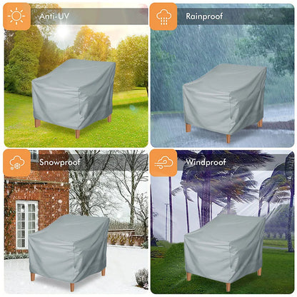 Outdoor Furniture Dust Cover Garden Tables And Other Garden Furniture 190T Waterproof Coated Grey Oxford Cloth Stacking