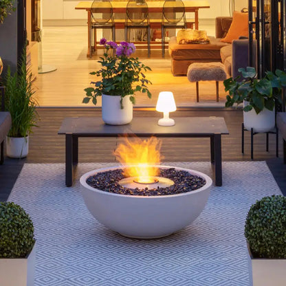Modern Round Fire Pit Bowl Concrete Gas Fireplace For Outdoor