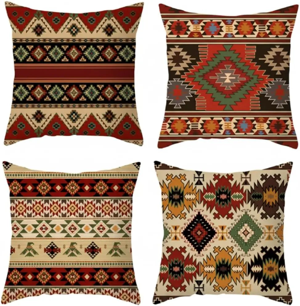 4Pcs Linen Throw Pillow Covers 45x45cm Decorative Cushion Cases for Sofa Bedroom Living Room Home Decor Zippered Pillowcases