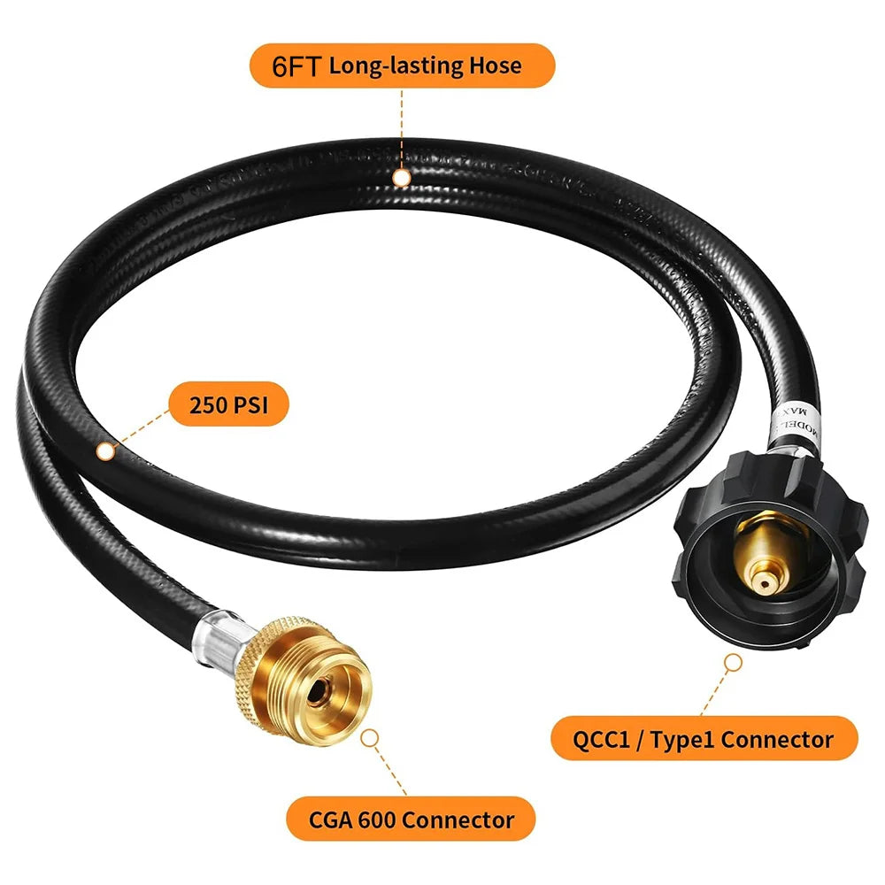 6FT Propane Hose Propane Adapter Hose Converter Propane Tank Hose Suitable for BBQ Grills Blackstone Griddles Coleman Stoves