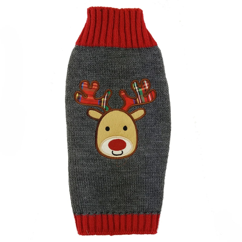 Winter Dog Sweater Christmas Deer Print Knitted Clothes Chihuahua Coat French Bulldog Jacket Puppy Warm Outfit Pet Supplies