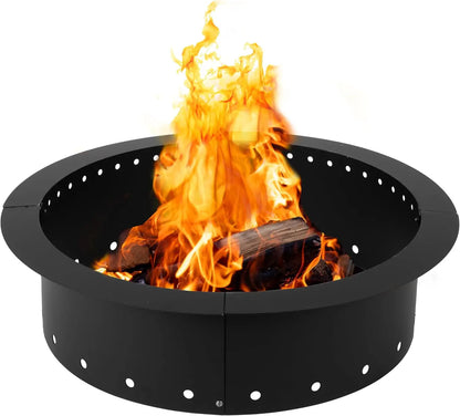 36 - inch Outdoor Fire Pit Ring for Permanent Use, Heavy - Duty Metal, No Color Specified, Smokeless, Utility Patent Pending
