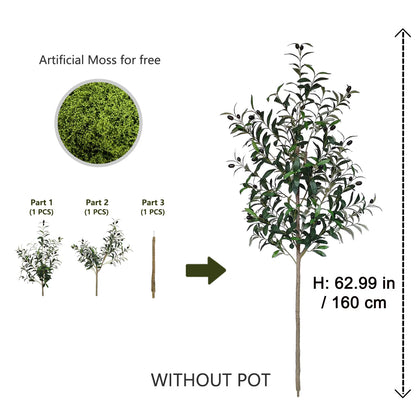 4ft/5ft/6ft Artificial Olive Plant Tree Plant Branch Greenery Fake Plant Indoor Outdoor for Home Garden Living Room Decoration