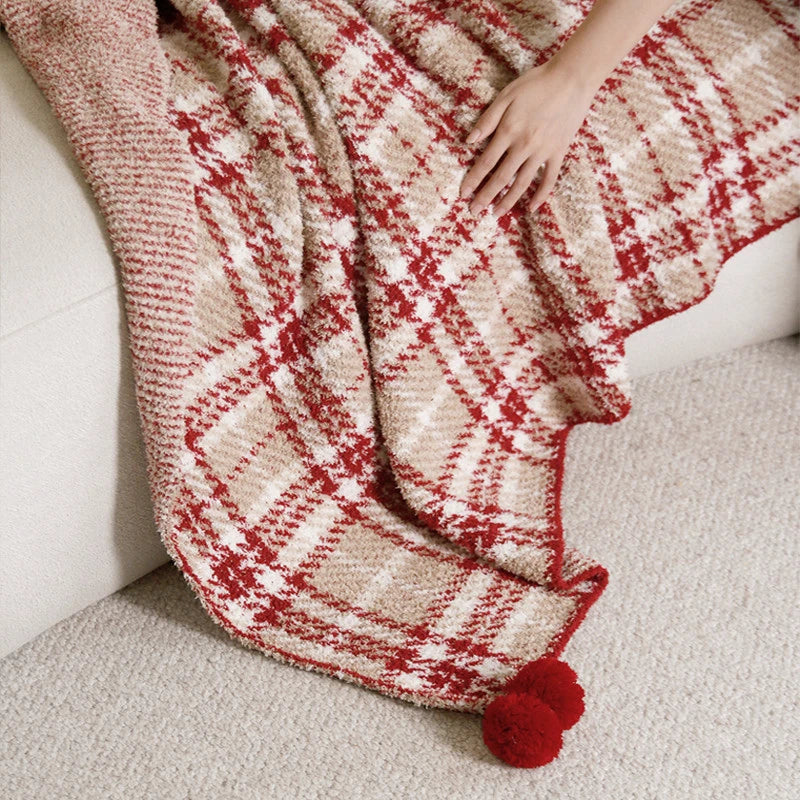Half Velvet Blanket Home Sofa Blankets Universal Plaid Red Autumn Winter Christmas New Year Blanket Office Nap Shawl Bedding