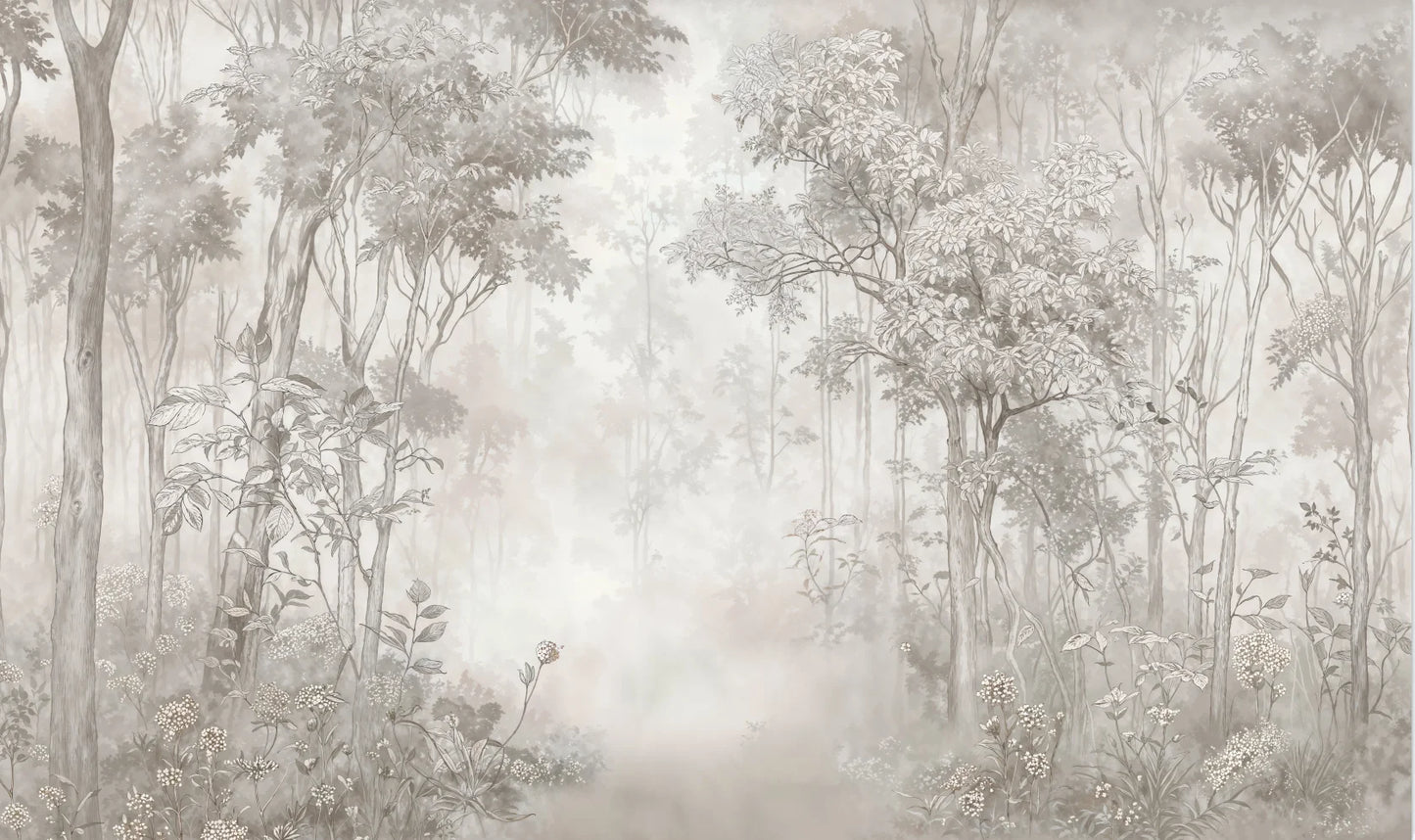 Customized French Wallpaper TV Background Wall Wallpaper Hand Drawn Black and White Forest Living Room Bedroom Papier Peint