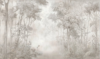 Customized French Wallpaper TV Background Wall Wallpaper Hand Drawn Black and White Forest Living Room Bedroom Papier Peint