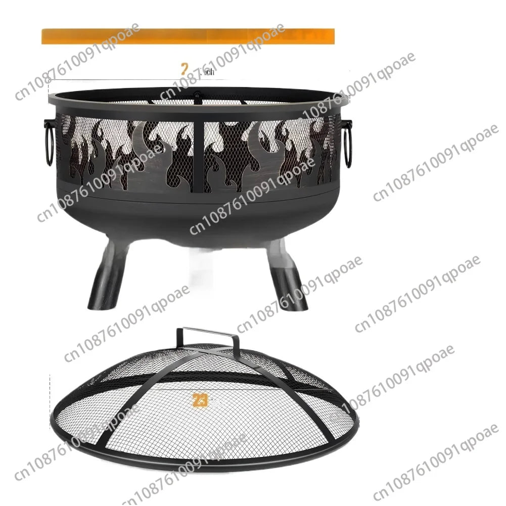 Cross-border Metal Multi-function Wood Burning Fire Pit for Outdoor Camping Grill Barbecue Charcoal Stove Flame Retardant