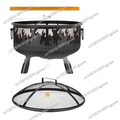 Cross-border Metal Multi-function Wood Burning Fire Pit for Outdoor Camping Grill Barbecue Charcoal Stove Flame Retardant