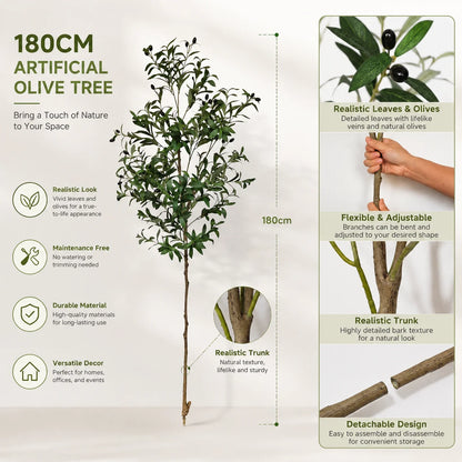 120-180cm Artificial Olive Tree Plant Indoor Outdoor Ornament Fake Plant for Home Garden Balcony Living Room Decoration