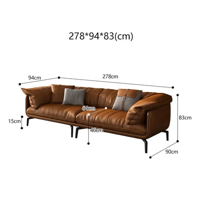 Modern Minimalist Living Room Leather Sofa  Apartment Furniture Set Combination Wtih Customzied Color