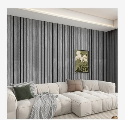 Self-Adhesive Wood Grain Wall Panels Vinyl with Vertical Slats Wallpaper for Living Room Bedroom Kitchen Bathroom TV Backsplash