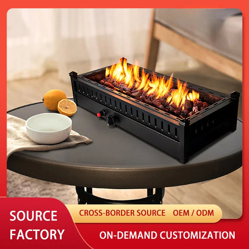 FireplaceGarden Square Portable Fire Pit Table Top Fireplace Outdoor Gas Fire Pit