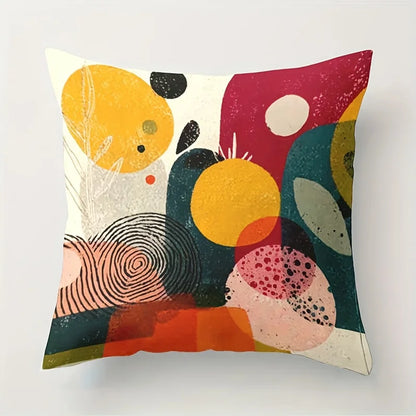 4-piece Modern Abstract Geometric Throw Pillow Covers Soft Fabric Suitable for Sofa Bed Ca Machine Washable Insert Not Included