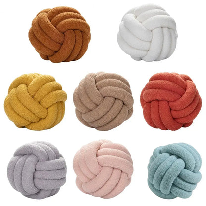 Knotted Ball Pillow Indeformable Eco-friendly Knotted Ball Plush Pillow Hand-woven Knotted Ball Back Throw Pillow