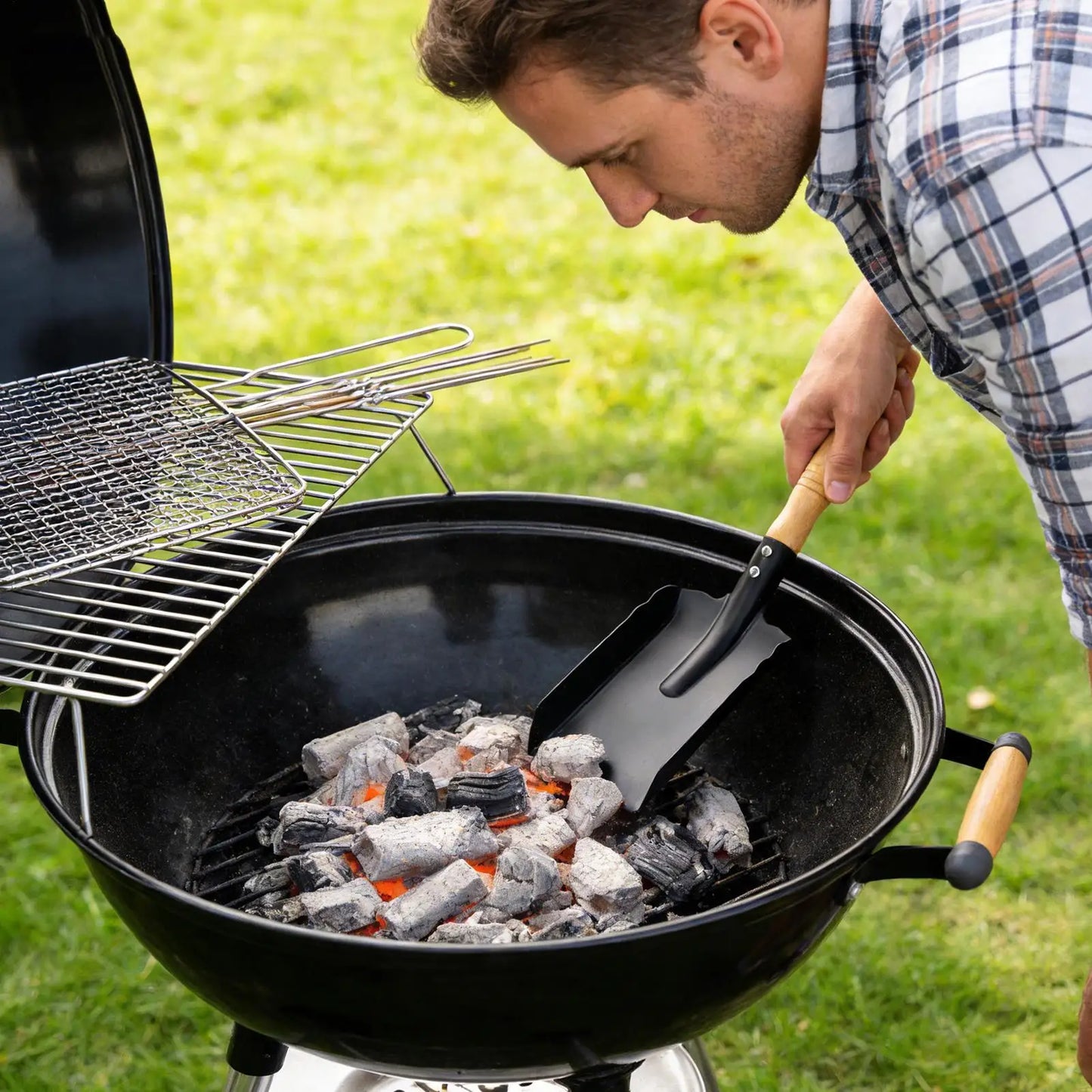 Chimney Shovel Fireplace Tools Fireplace Shovel Wooden Handle Coal Scoop Ash Shovel for Wood Burning Stove Fire Pit