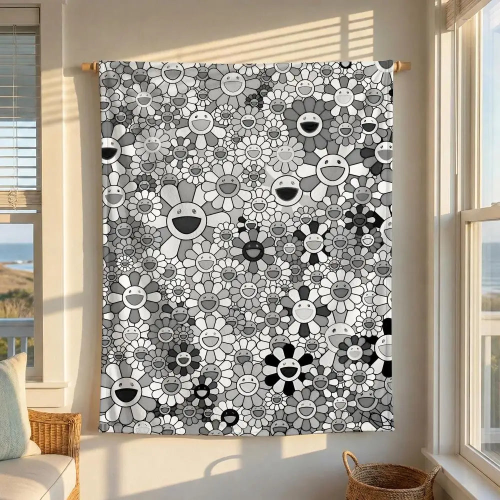Artist T-Takashi M-Murakami Throw Soft Flannel Blanket for Bed Bedroom Sofa Picnic Throw Skin-friendly Breathable Gift Cover
