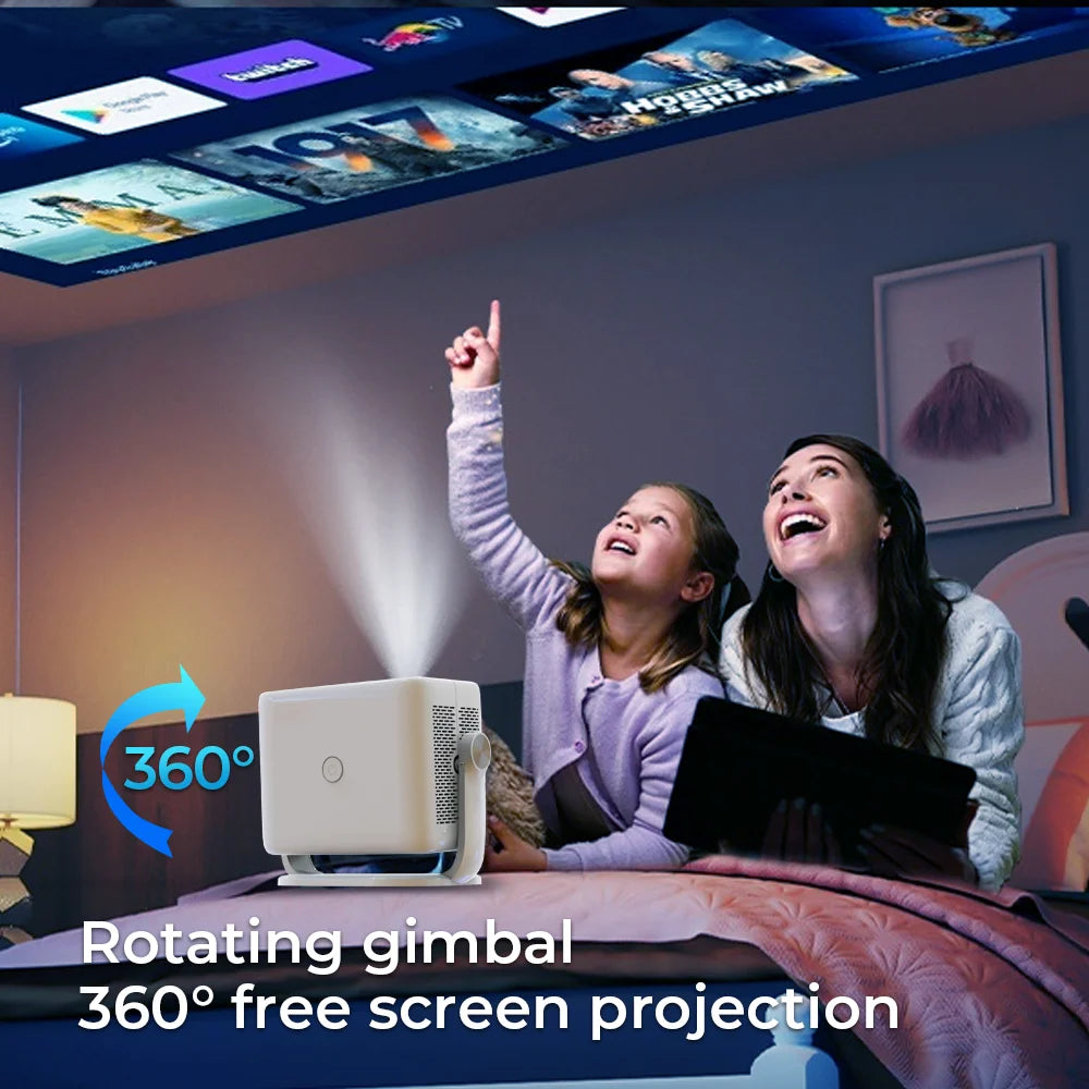 LynCast L018 Home Projector 800ANSI Native 1080P 8K Support Android 14 WiFi6 BT5.4 Portable Movie Projector with 360° Correction