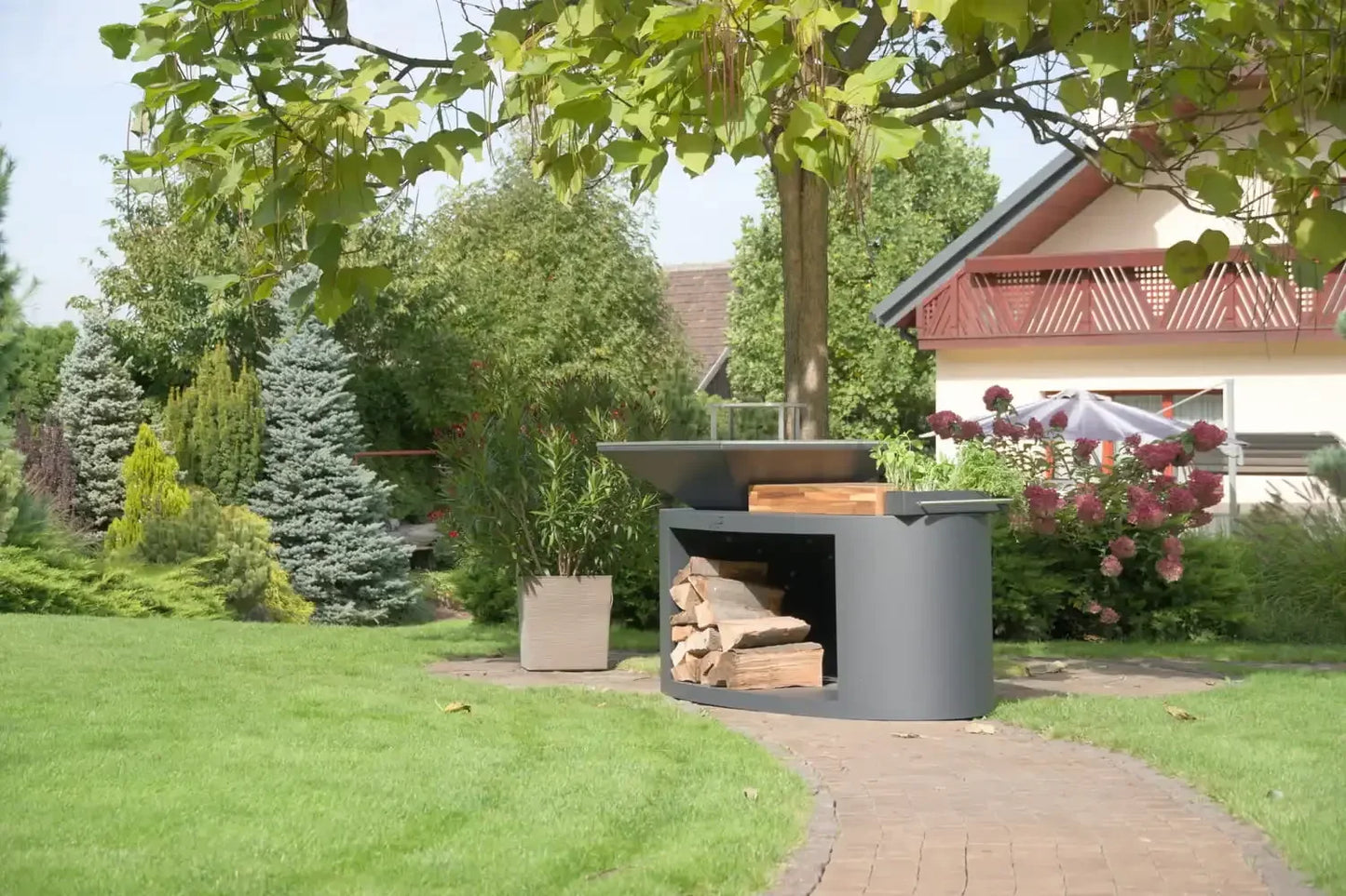 Wood fuel metal fire pit barbecue table outdoor barbecue table modeling charcoal