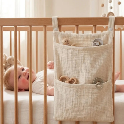 Pure Cotton Baby Crib Hanging Bag Multifunctional Newborn Supplies Storage Bag for Stroller New Pure Cotton Baby Hanging Bag