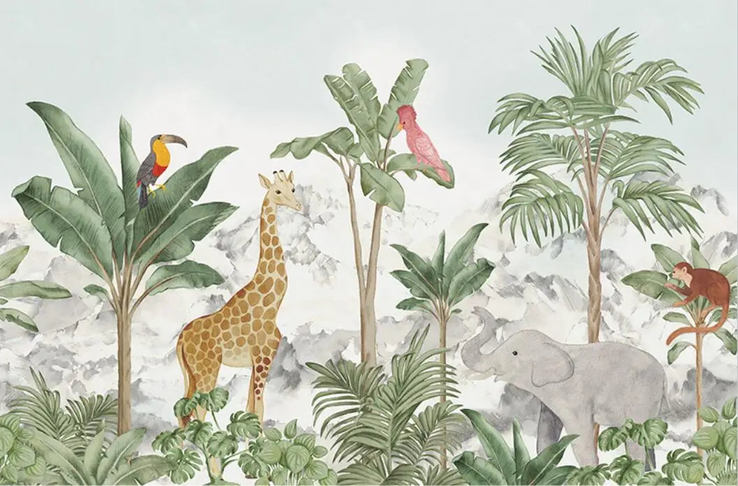 Custom 3D Tropical Rainforest Wallpaper Mural Animals Monkey Wallpapers for Living Room Background Wall paper home decor Sticker