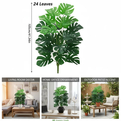 Large 1 Meter Fake Monstera Tree 24 Leaves, Tall Artificial Plant for Indoor Outdoor Garden Wedding Decor