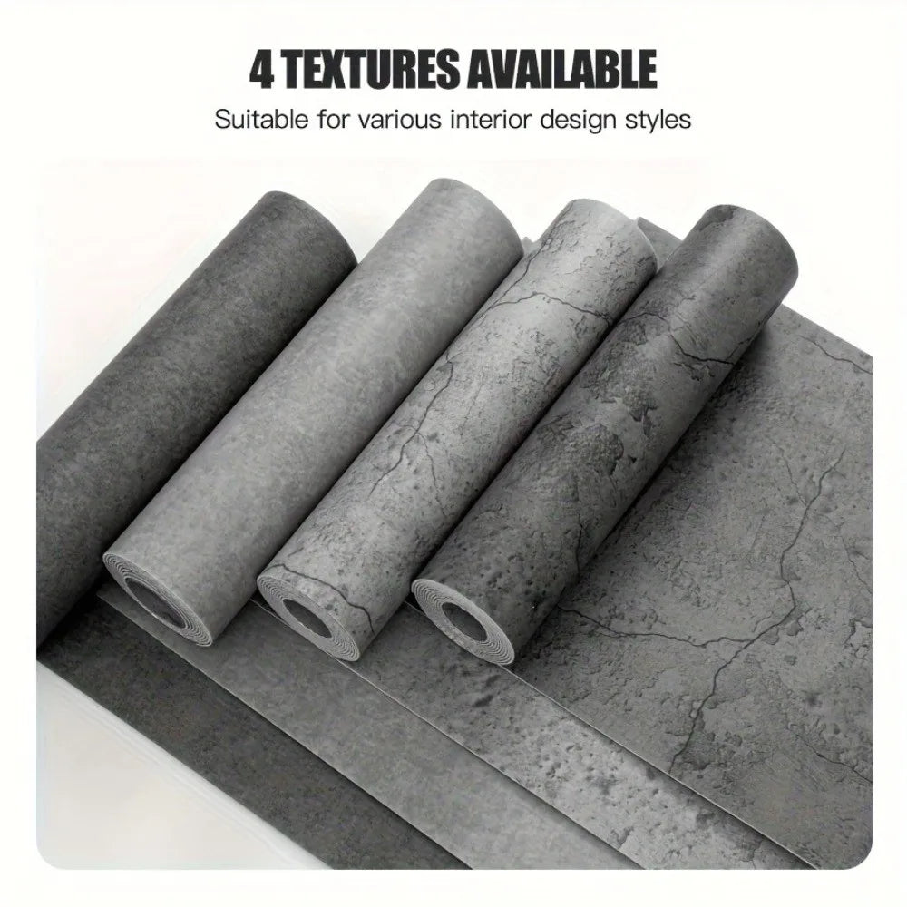 Self-Adhesive Vinyl Wallpaper 3 Meters×40cm Concrete Texture Foam Wall Panels Interior Decor Thickened Waterproof Wall Stickers