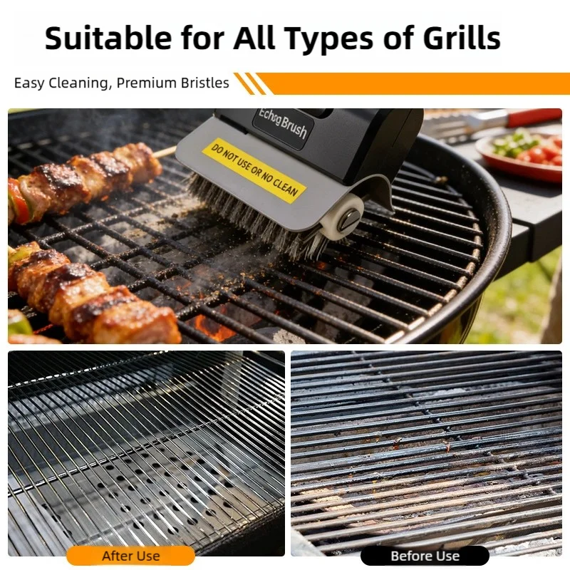 TINSOL Electric Stainless Steel BBQ Brush Rechargeable Wireless Cleaning Brush Outdoor Cleaning Brush Grill Brush