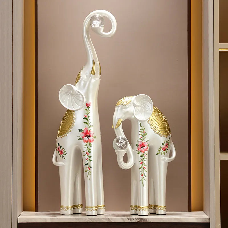 Home Decor A Pair Elephant Sculpture Ornaments,Living Room Entrance,TV Cabinet,Wine Cabinets Art Statue Decorations Gift Resin