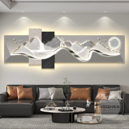 Modern Luxury Led Living Room Decoration Painting Background Wall Mural Simple High-End Banner Hanging Painting Home Appliance