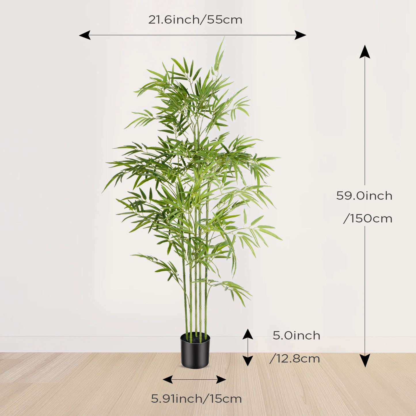 4/5/6ft Artificial Bamboo Tree Tall Fake Bamboo Plant in Black Pot Faux Trees with Realistic Trunks and Lifelike Leaves for Indoor Outdoor Home Office Décor