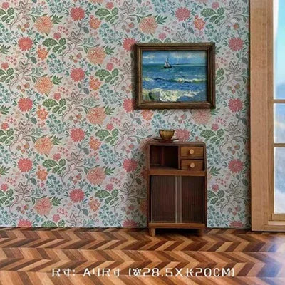1:12 DIY Dollhouse (20x28cm)Adhesive Wallpaper on The Back for Kitchen(viscous) Living Room Bedroom Floor Decoration Accessories