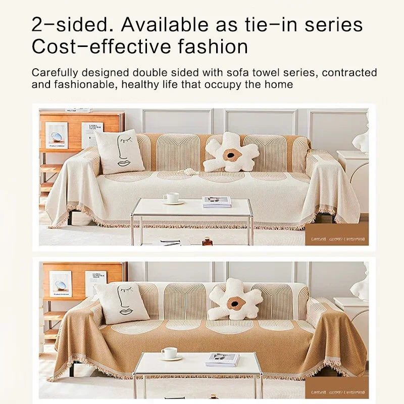 Nordic Tassel Throw Blanket Four Season Sofa Cover Dust Anti-cat Scratch Protection Cover Sofa Blanket Carpet Travel Rug Tassels