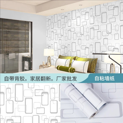 45CM self-adhesive wallpaper DIY grid background wall self-adhesive retro style home decor bedroom living room background wall