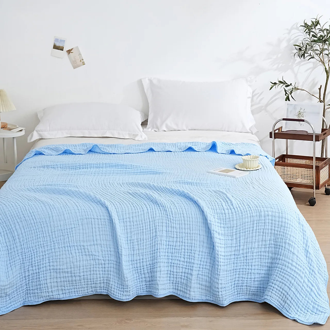 Plain Cotton Blanket Pure Cotton Plain Weave Fabric Waffle Quilt Adult Towel Six-layer Gauze Cover Blanket for All Seasons Sheet