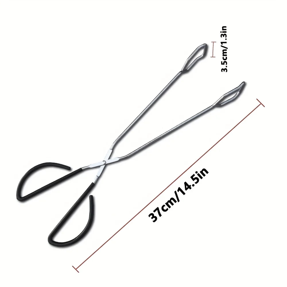 1pc BBQ Charcoal Tongs, Long And Heat-Resistant Barbecue Carbon Clamp,Stainless Steel BBQ Tool for Food ,Wood Charcoal, Fire Pit