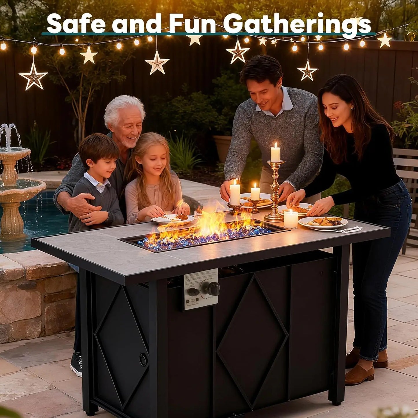 JHK Outdoor 43 Inch Propane Fire Pit Table 50,000 BTU Fire Pit for Outside Patio Garden Backyard Deck Balcony CSA Certification