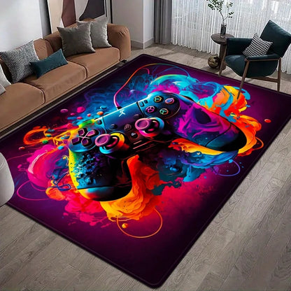 Gaming Rug for Boys Room Gamer Rug with Controller Design Rug for Game Room Bedroom Decor Non-slip Machine Washab Mat Doormat