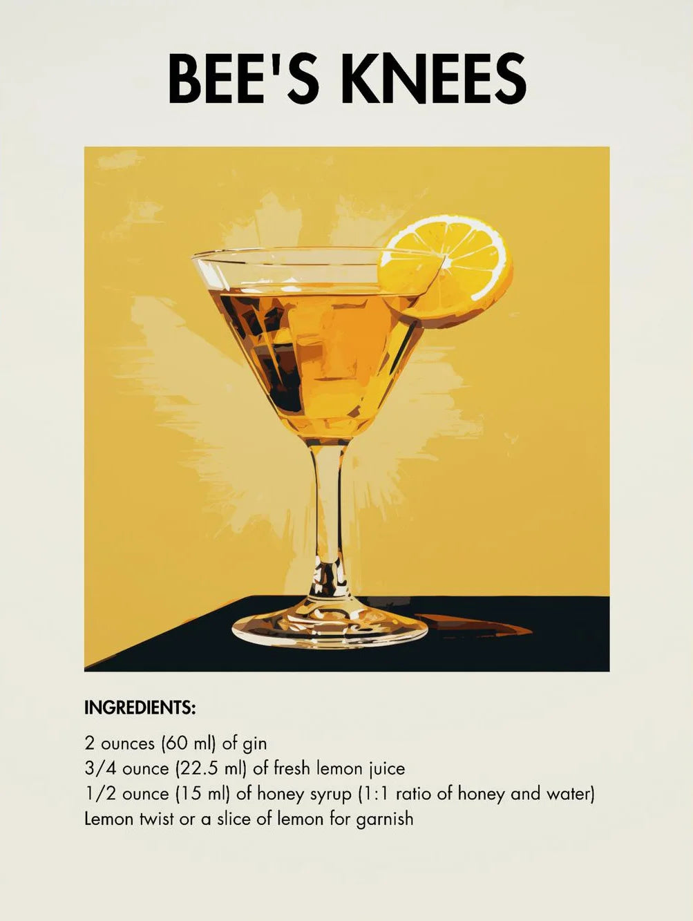 Classic Simple Bar Drinks Liquor Cocktail Bartending Recipe Poster Canvas Art Painting Prints Home Room Bar Wall Decoration