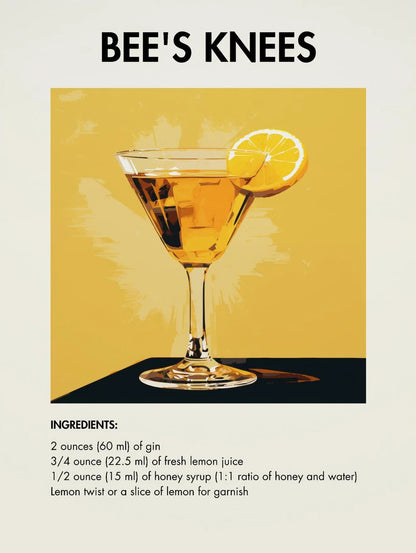 Classic Simple Bar Drinks Liquor Cocktail Bartending Recipe Poster Canvas Art Painting Prints Home Room Bar Wall Decoration