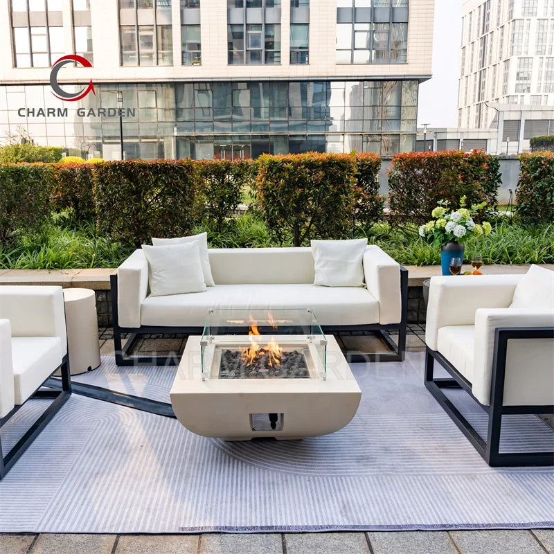 Luxury Rectangle Garden Fireplace Propane Gas Fire Pit GRC Patio Heaters