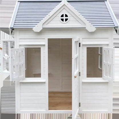 Outdoor Wood Kids Playhouse with Waterproof Feature