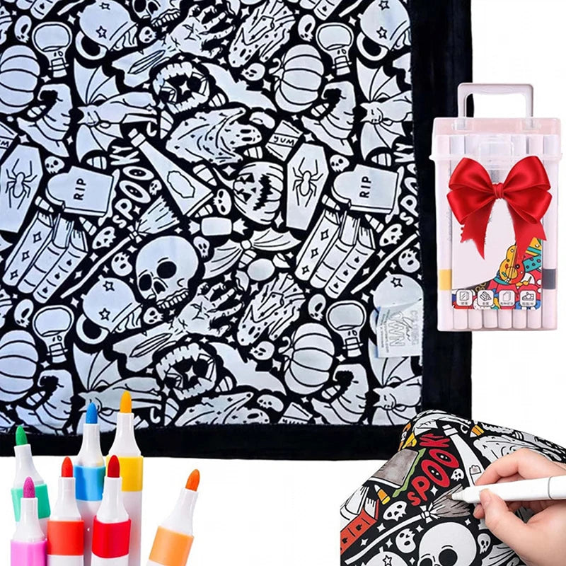 DIY Coloring Washable Fleece Throw Blanket, a Soft and Cozy Art Project Suitable for Both Kids and Adults
