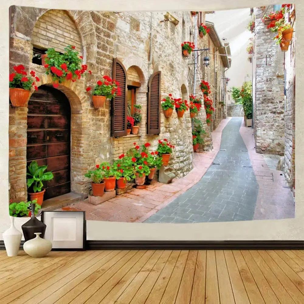 Bohemian Home Wall Decor Living Room Art Hanging Cloth Large Printed Tapestry Retro Town Garden Landscape Wall Hanging
