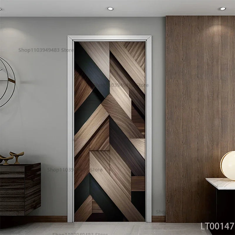 Wood Texture Series Waterproof Self-Adhesive Wallpaper Art Mural Stickers for Decor Door Cabinet Closet Ornamental Stickers
