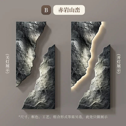 Living Room Decoration Painting Lamp Modern Luxury LED Rock Shape RC Wall Light Indoor Corridor Background Wall Mural Lights