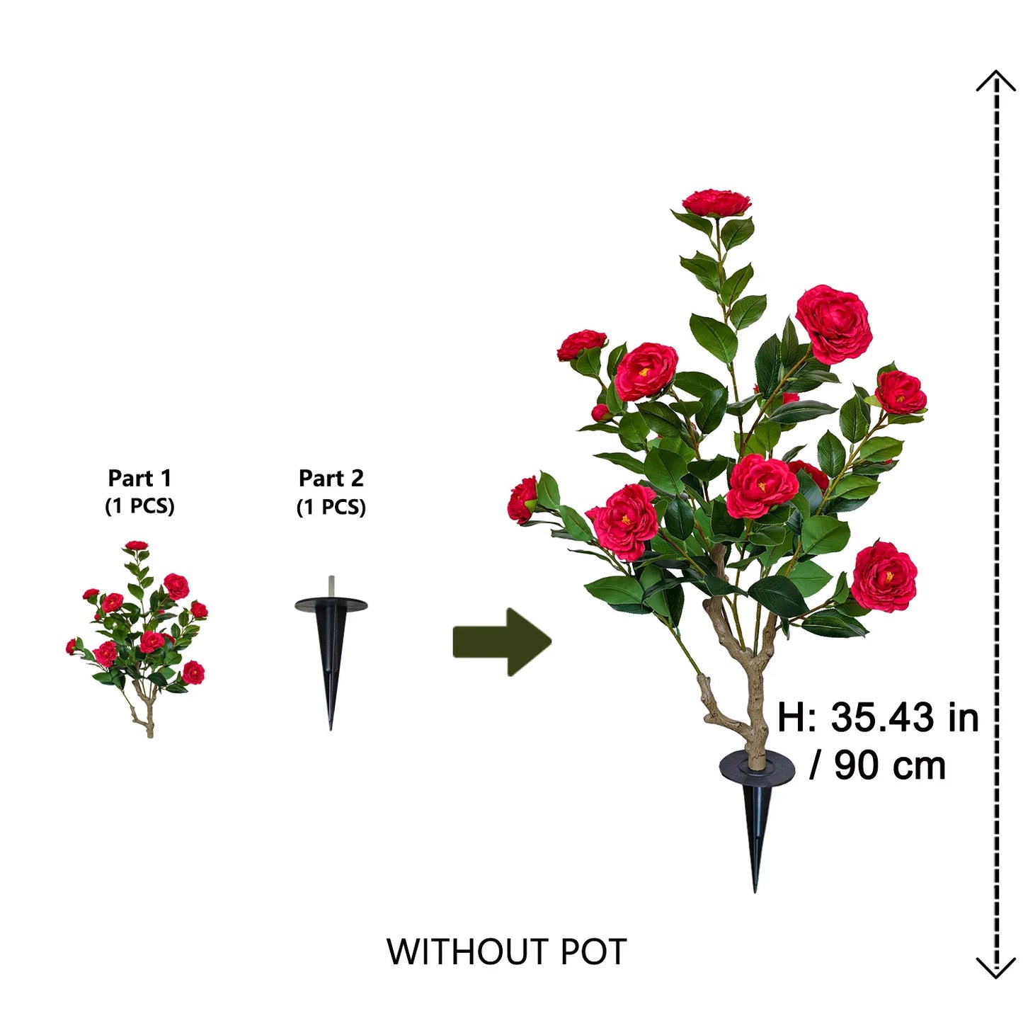90-180CM Artificial Red Camellia Plant Ornament indoor outdoor for home wedding room balcony garden decoration for Christmas