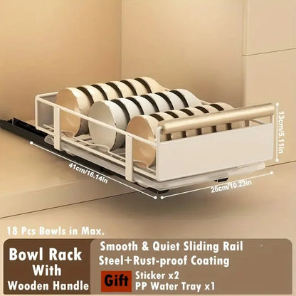 Space-Saving Kitchen Drawer Organizer, Pull Out Storage Rack for Storing Plates, Bowls, and Spices Kitchen Organizer and Storage